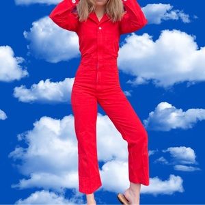 BRAND NEW RED LONG SLEEVE BIG BUD PRESS JUMPSUIT ELASTIC WAIST